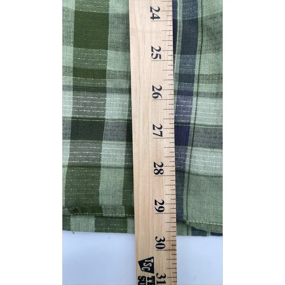 The North Face Button Down Shirt Mens Large Green Plaid TNF Hiking Camping